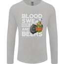 Blood Sweat Bikes & Beer Funny Motorcycle Mens Long Sleeve T-Shirt Sports Grey