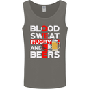 Blood Sweat Rugby and Beers England Funny Mens Vest Tank Top Charcoal