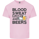 Blood Sweat Rugby and Beers Funny Mens Cotton T-Shirt Tee Top Light Pink