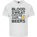 Blood Sweat Rugby and Beers Funny Mens Cotton T-Shirt Tee Top White