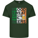 Blood Sweat Rugby and Beers Ireland Funny Mens Cotton T-Shirt Tee Top Forest Green