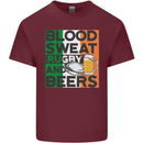 Blood Sweat Rugby and Beers Ireland Funny Mens Cotton T-Shirt Tee Top Maroon