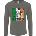 Blood Sweat Rugby and Beers Ireland Funny Mens Long Sleeve T-Shirt Charcoal