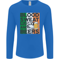 Blood Sweat Rugby and Beers Ireland Funny Mens Long Sleeve T-Shirt Royal Blue