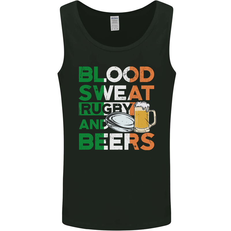 Blood Sweat Rugby and Beers Ireland Funny Mens Vest Tank Top Black