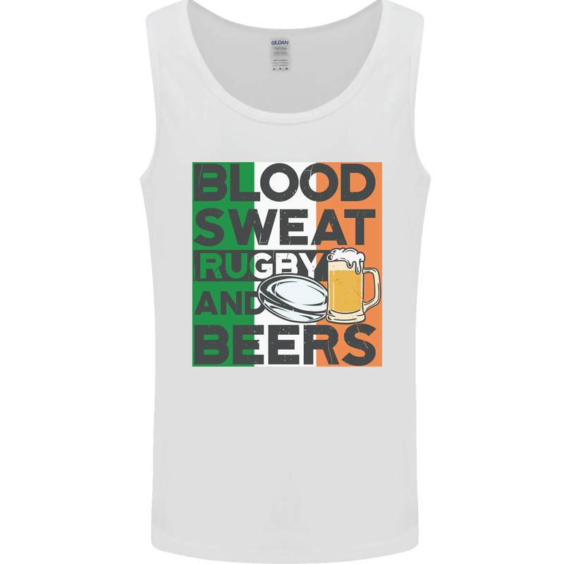 Blood Sweat Rugby and Beers Ireland Funny Mens Vest Tank Top White