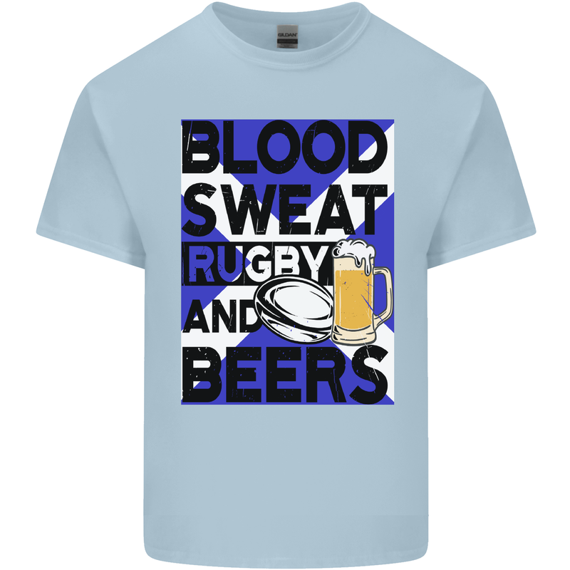 Blood Sweat Rugby and Beers Scotland Funny Mens Cotton T-Shirt Tee Top Light Blue
