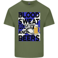 Blood Sweat Rugby and Beers Scotland Funny Mens Cotton T-Shirt Tee Top Military Green
