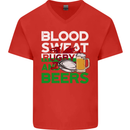 Blood Sweat Rugby and Beers Wales Funny Mens V-Neck Cotton T-Shirt Red