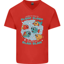 Bloop Bloop Funny Fishing Fisherman Mens V-Neck Cotton T-Shirt Red