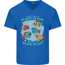Bloop Bloop Funny Fishing Fisherman Mens V-Neck Cotton T-Shirt Royal Blue