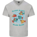 Bloop Bloop Funny Fishing Fisherman Mens V-Neck Cotton T-Shirt Sports Grey
