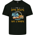 Book Dragon Funny Booklover Reader Worm Mens Cotton T-Shirt Tee Top Black