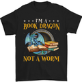 Book Dragon Funny Booklover Reader Worm Mens T-Shirt Cotton Gildan Black