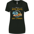 Book Dragon Funny Booklover Reader Worm Womens Wider Cut T-Shirt Black