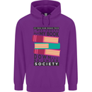 Book Reading Re-Enter Society Funny Mens 80% Cotton Hoodie Purple