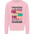 Book Reading Re-Enter Society Funny Mens Sweatshirt Jumper Light Pink
