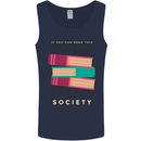 Book Reading Re-Enter Society Funny Mens Vest Tank Top Navy Blue