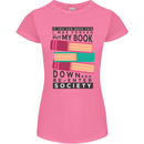 Book Reading Re-Enter Society Funny Womens Petite Cut T-Shirt Azalea