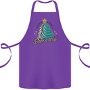 Books Only Christmas Tree Funny Bookworm Cotton Apron 100% Organic Purple
