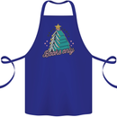 Books Only Christmas Tree Funny Bookworm Cotton Apron 100% Organic Royal Blue