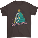 Books Only Christmas Tree Funny Bookworm Mens T-Shirt Cotton Gildan Dark Chocolate