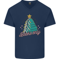 Books Only Christmas Tree Funny Bookworm Mens V-Neck Cotton T-Shirt Navy Blue