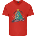 Books Only Christmas Tree Funny Bookworm Mens V-Neck Cotton T-Shirt Red
