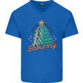 Books Only Christmas Tree Funny Bookworm Mens V-Neck Cotton T-Shirt Royal Blue