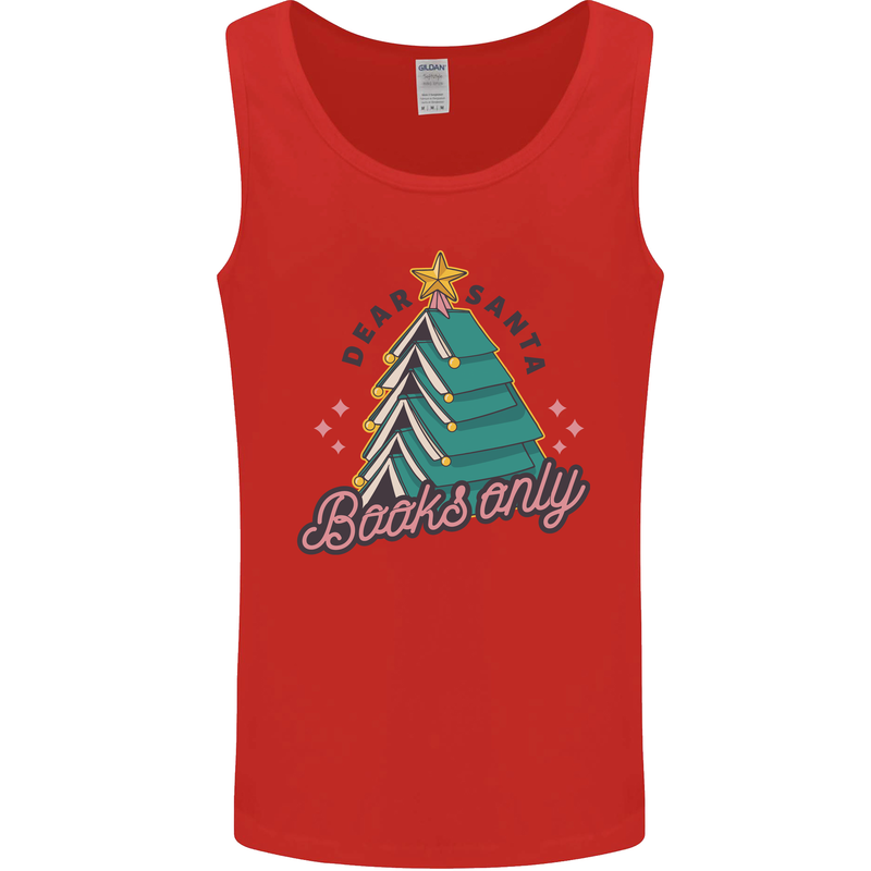 Books Only Christmas Tree Funny Bookworm Mens Vest Tank Top Red