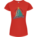 Books Only Christmas Tree Funny Bookworm Womens Petite Cut T-Shirt Red