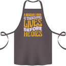 Bookworm Reading a Reader Dies Funny Cotton Apron 100% Organic Dark Grey