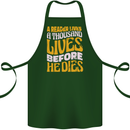 Bookworm Reading a Reader Dies Funny Cotton Apron 100% Organic Forest Green