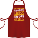 Bookworm Reading a Reader Dies Funny Cotton Apron 100% Organic Maroon