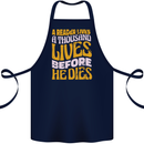 Bookworm Reading a Reader Dies Funny Cotton Apron 100% Organic Navy Blue
