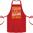Bookworm Reading a Reader Dies Funny Cotton Apron 100% Organic Red
