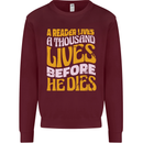 Bookworm Reading a Reader Dies Funny Kids Sweatshirt Jumper Maroon