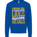 Bookworm Reading a Reader Dies Funny Kids Sweatshirt Jumper Royal Blue