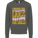 Bookworm Reading a Reader Dies Funny Kids Sweatshirt Jumper Storm Grey