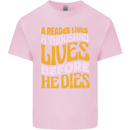 Bookworm Reading a Reader Dies Funny Kids T-Shirt Childrens Light Pink
