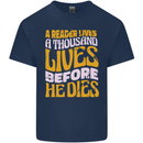 Bookworm Reading a Reader Dies Funny Kids T-Shirt Childrens Navy Blue