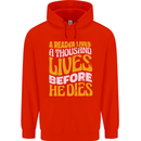 Bookworm Reading a Reader Dies Funny Mens 80% Cotton Hoodie Bright Red