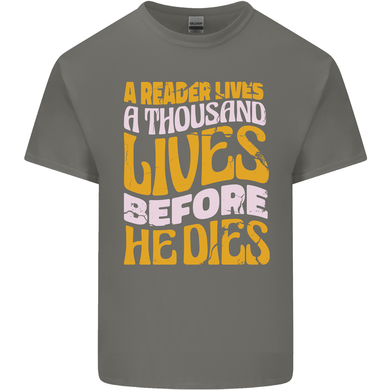 Bookworm Reading a Reader Dies Funny Mens Cotton T-Shirt Tee Top Charcoal