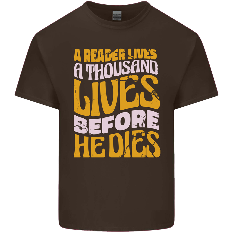 Bookworm Reading a Reader Dies Funny Mens Cotton T-Shirt Tee Top Dark Chocolate