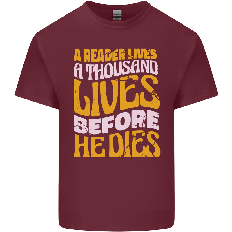 Bookworm Reading a Reader Dies Funny Mens Cotton T-Shirt Tee Top Maroon