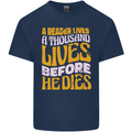 Bookworm Reading a Reader Dies Funny Mens Cotton T-Shirt Tee Top Navy Blue