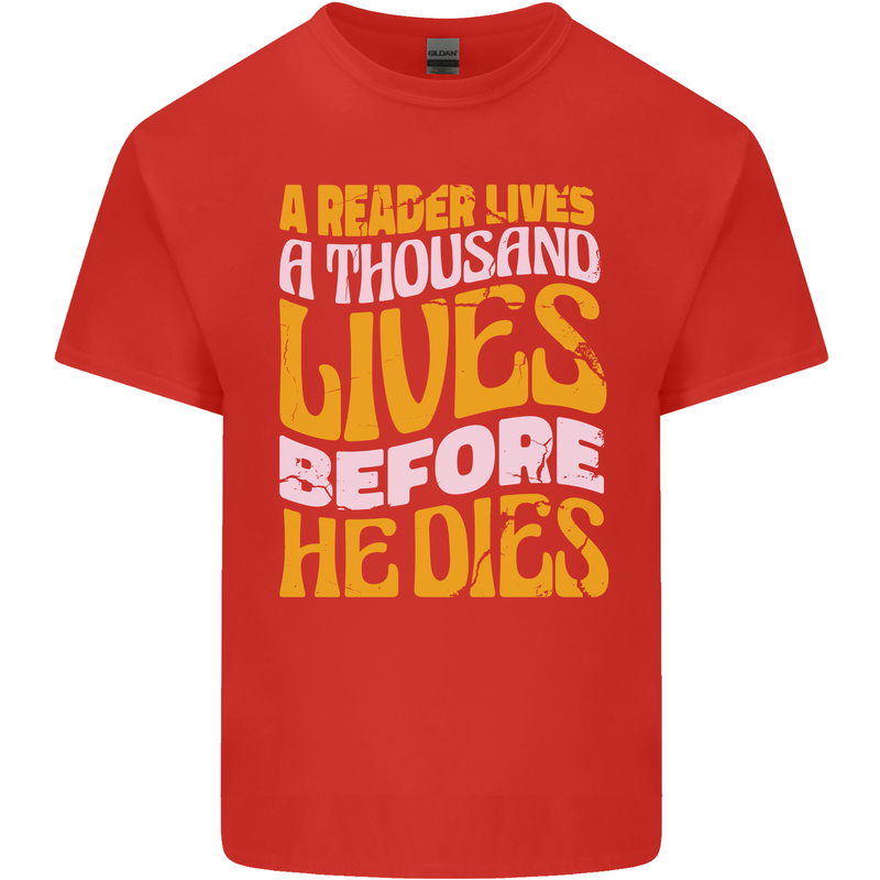 Bookworm Reading a Reader Dies Funny Mens Cotton T-Shirt Tee Top Red