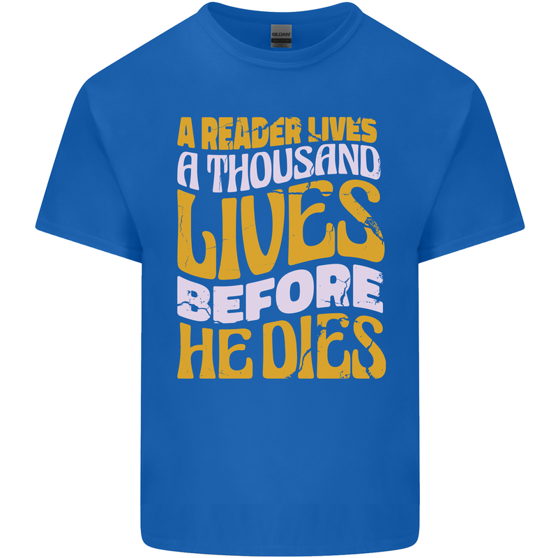 Bookworm Reading a Reader Dies Funny Mens Cotton T-Shirt Tee Top Royal Blue