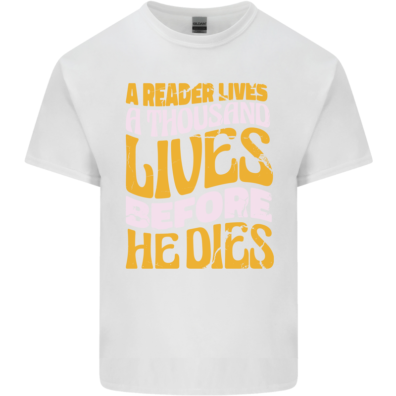 Bookworm Reading a Reader Dies Funny Mens Cotton T-Shirt Tee Top White