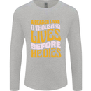 Bookworm Reading a Reader Dies Funny Mens Long Sleeve T-Shirt Sports Grey